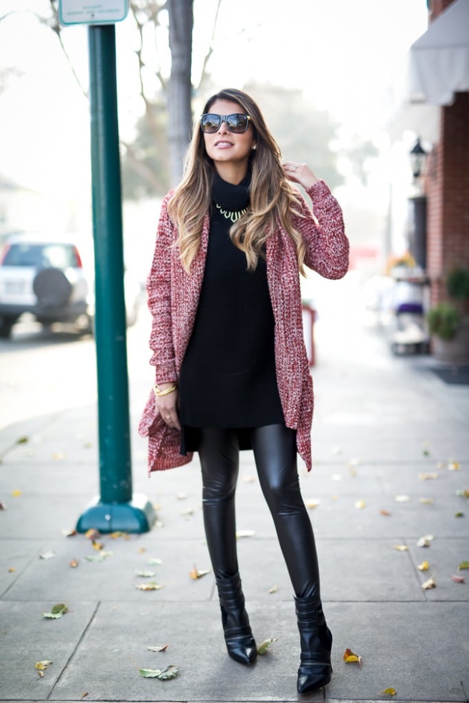 turtleneck cardigan outfit