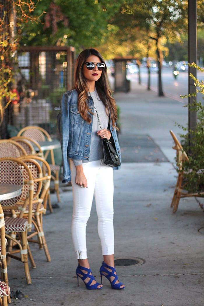 Key words: gray Zara sweater, Zara white denim, Pam Hetlinger, The girl from panama, gap denim jacket, denim jacket, steve madden immance suede sandal. www.thegirlfrompanama.com