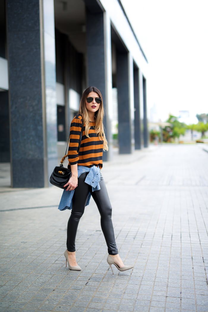 Stripes and Faux Leather - The Girl from Panama