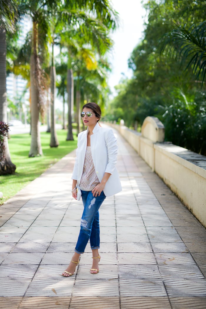 Blue jeans white clearance blazer