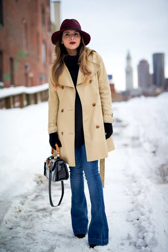 Girl in trench clearance coat