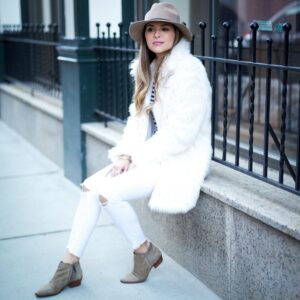 Faux Fur Jacket and White Denim