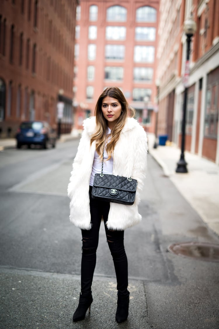 Faux Fur and Ripped Denim