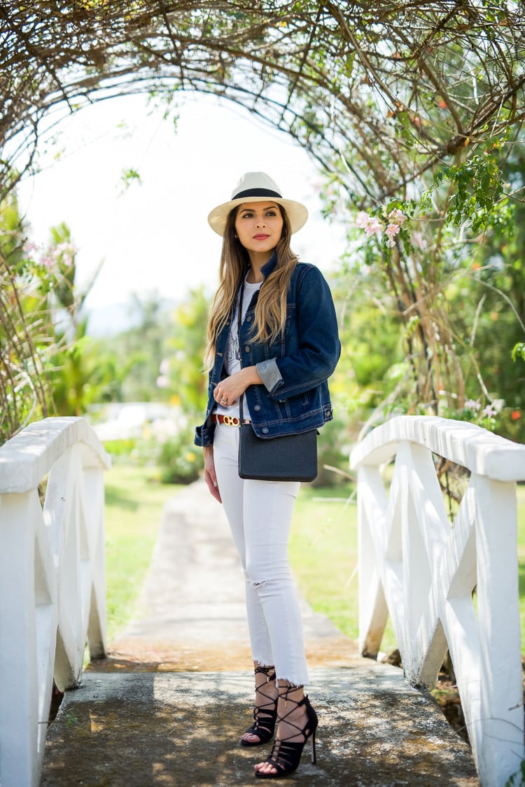 Doll Memories T-shirt, White Jeans & Denim Jacket