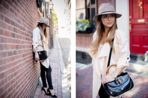 DSTLD Ripped Denim, Forever 21 Hat, Gucci Bamboo Top Handle, Banana Republic D'orsay pumps