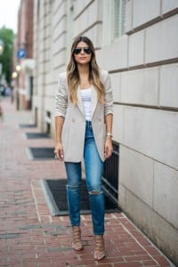 Topshop 70s Twill Longline Jacket, Pam Hetlinger, The Girl From Panama, high riser madewell jeans, Schutz Juliana Caged Sandals