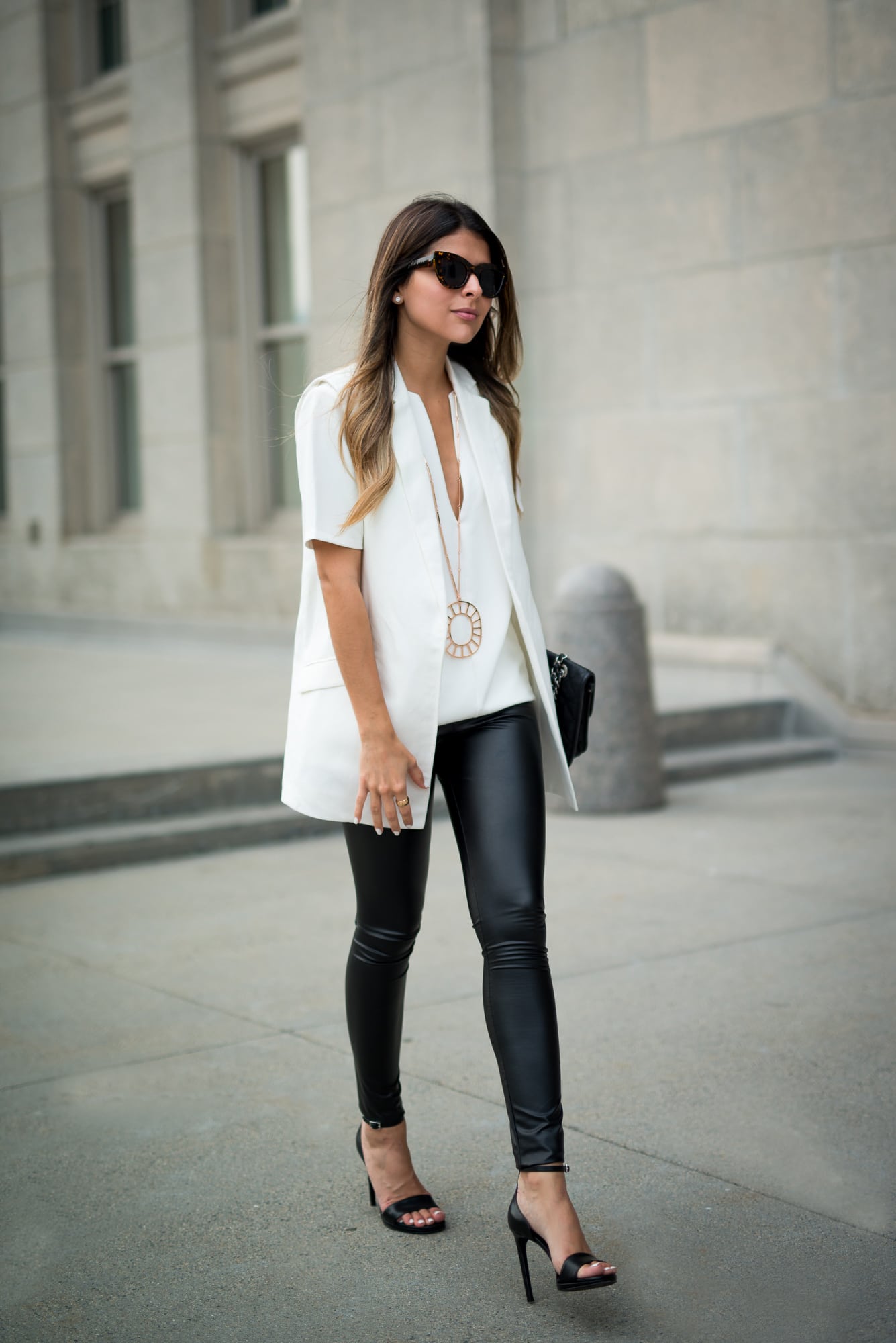 Summer Leather, V-Neck Top, Faux Leather Leggings - Pam Hetlinger | The Girl From Panama