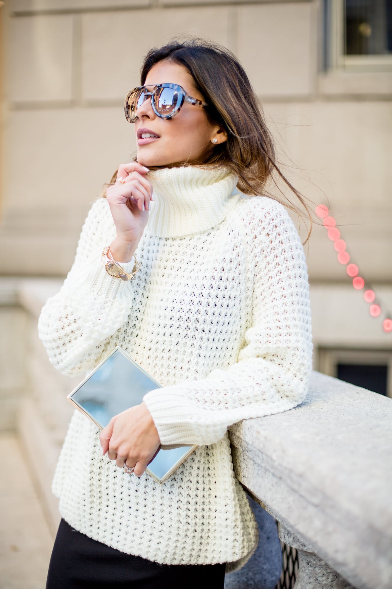 Cozy knit and a fit and flare skirt