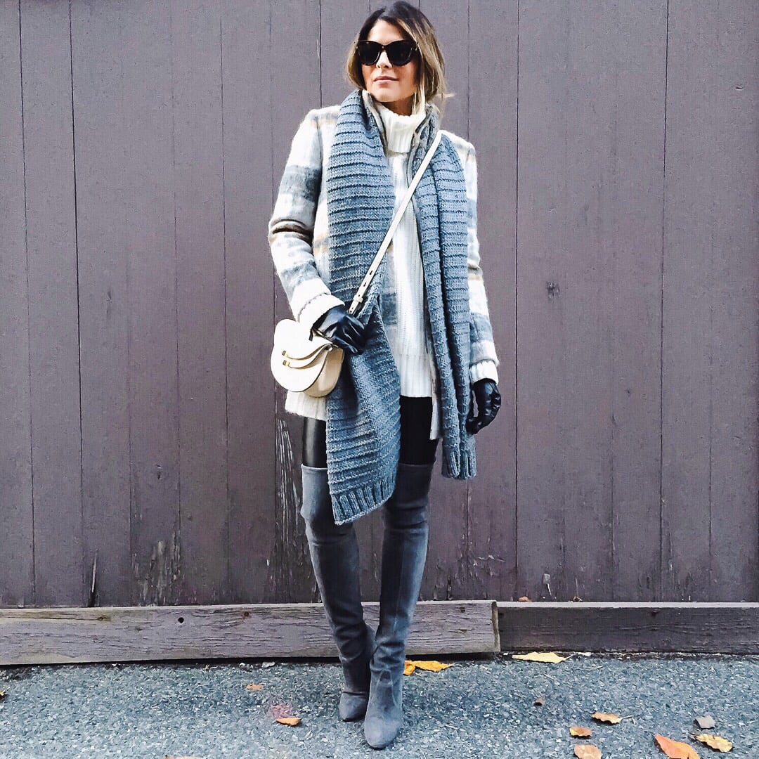 Pam Hetlinger, Loft Plaid Coat, Stuart Weitzman Highland Boots, Chloe Georgia bag-10