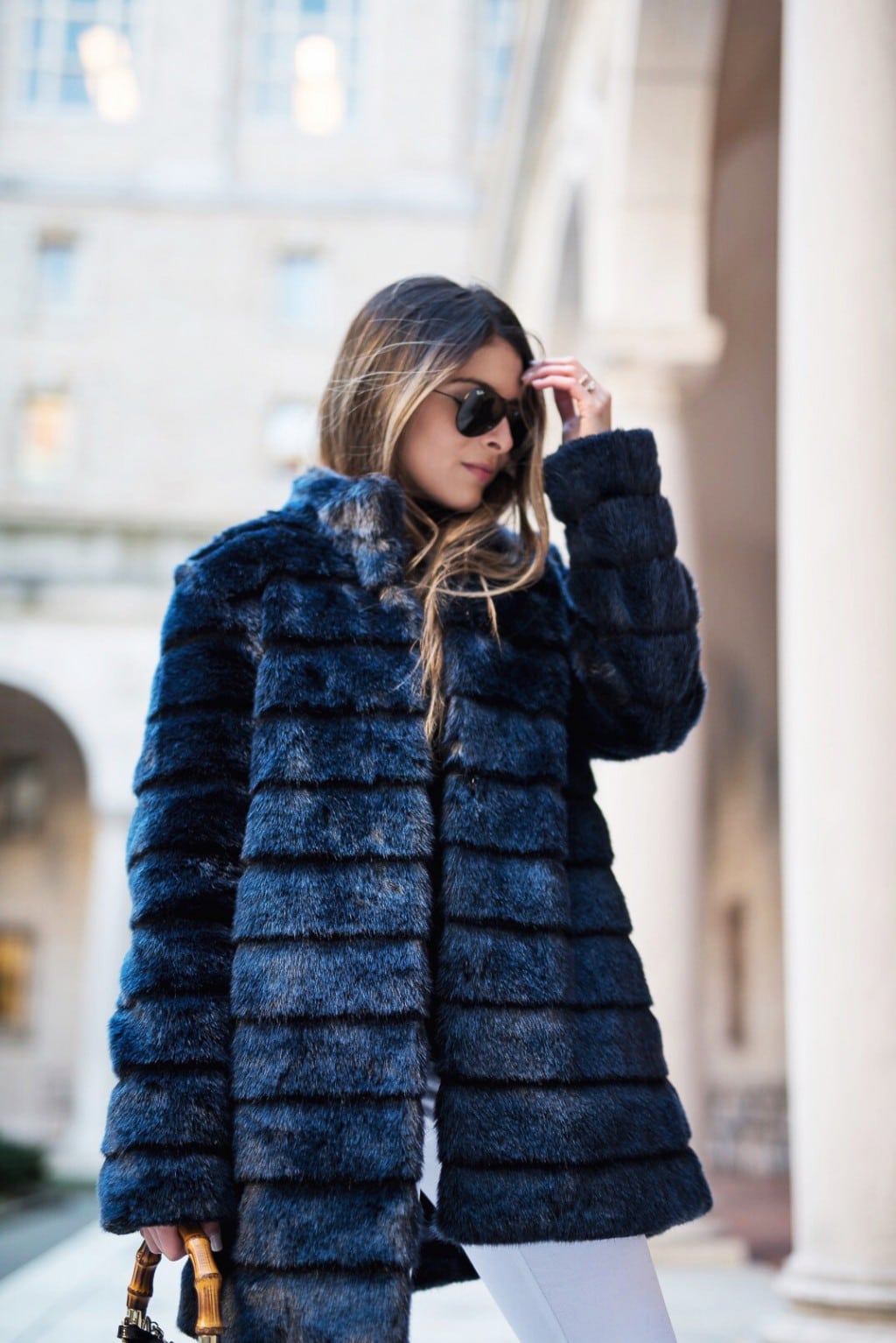 Navy Faux-Fur Coat - The Girl from Panama