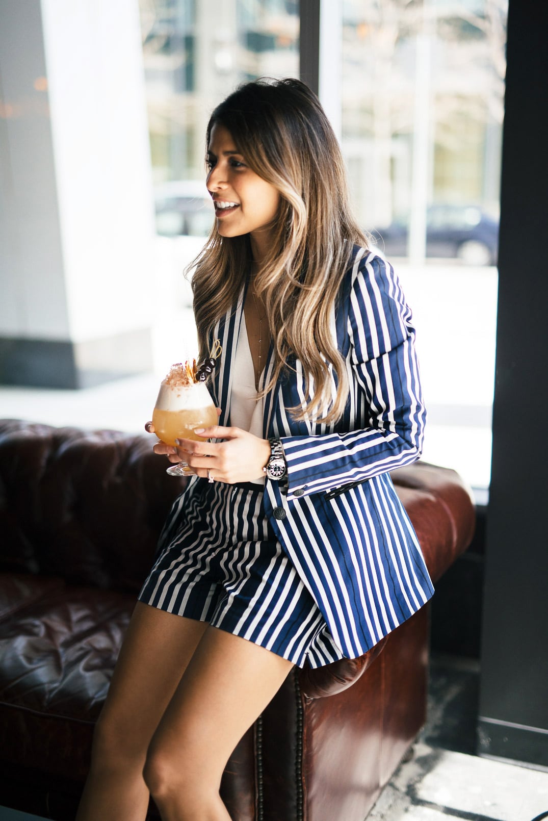 Striped blazer and shorts on sale set