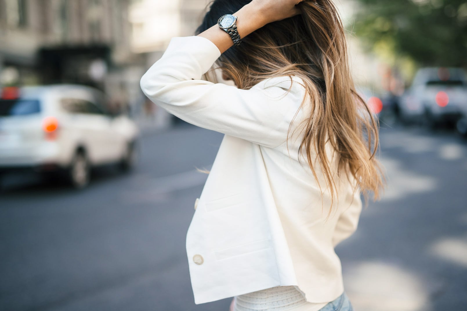 Embroidered Jeans | The Girl From Panama- Ribbed Sleeveless Sweater, Ann Taylor Linen Jacket, Braided Strappy Sandals, Chloe Georgia bag.