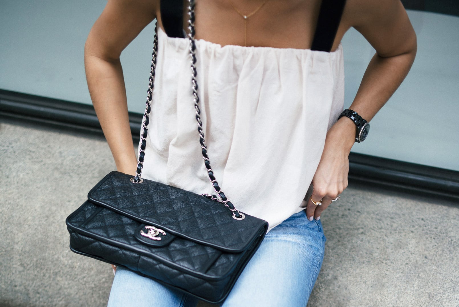 Weekend Casual Look | The Girl From Panama- Mango flowy top, cropped skinny  jeans, chanel slingbacks, chanel french riviera flap, celine tild  sunglasses-17 copy - The Girl from Panama