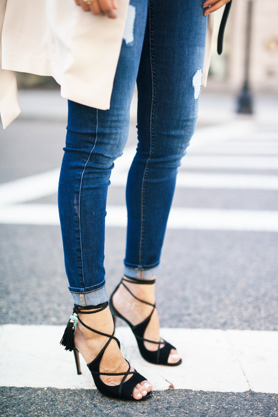 Ripped jeans, white vest, aquazzura sandals, celine belt bag, summer must-haves | The Girl From Panama