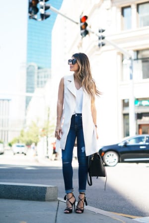 Ripped jeans, white vest, aquazzura sandals, celine belt bag, summer must-haves | The Girl From Panama