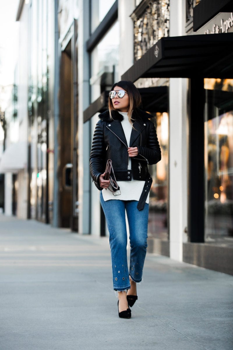 Girl with outlet black jacket