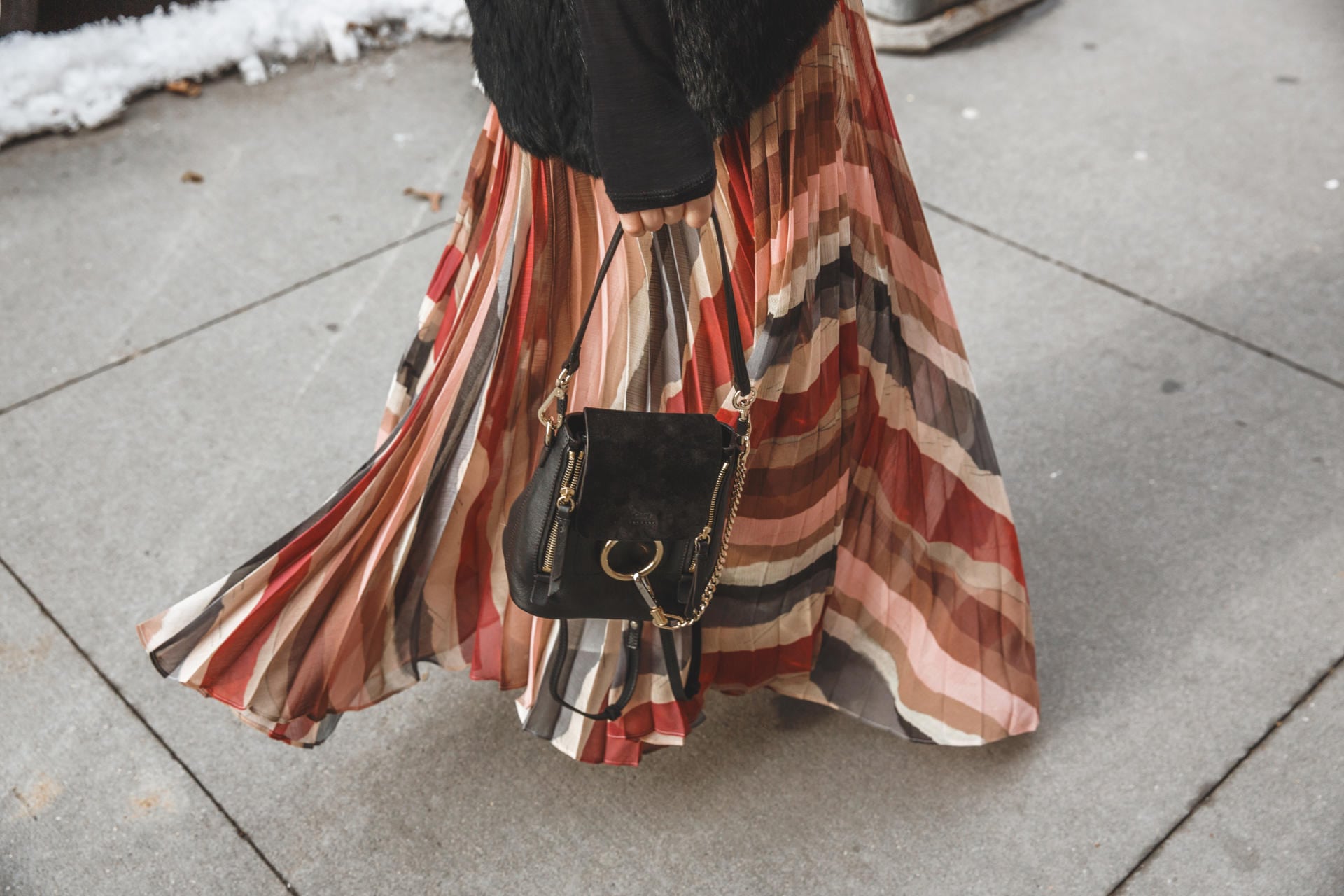 Alice and Olivia Skirt, Chloe Small Faye Backpack, NYFW Streetstyle | The Girl From Panama