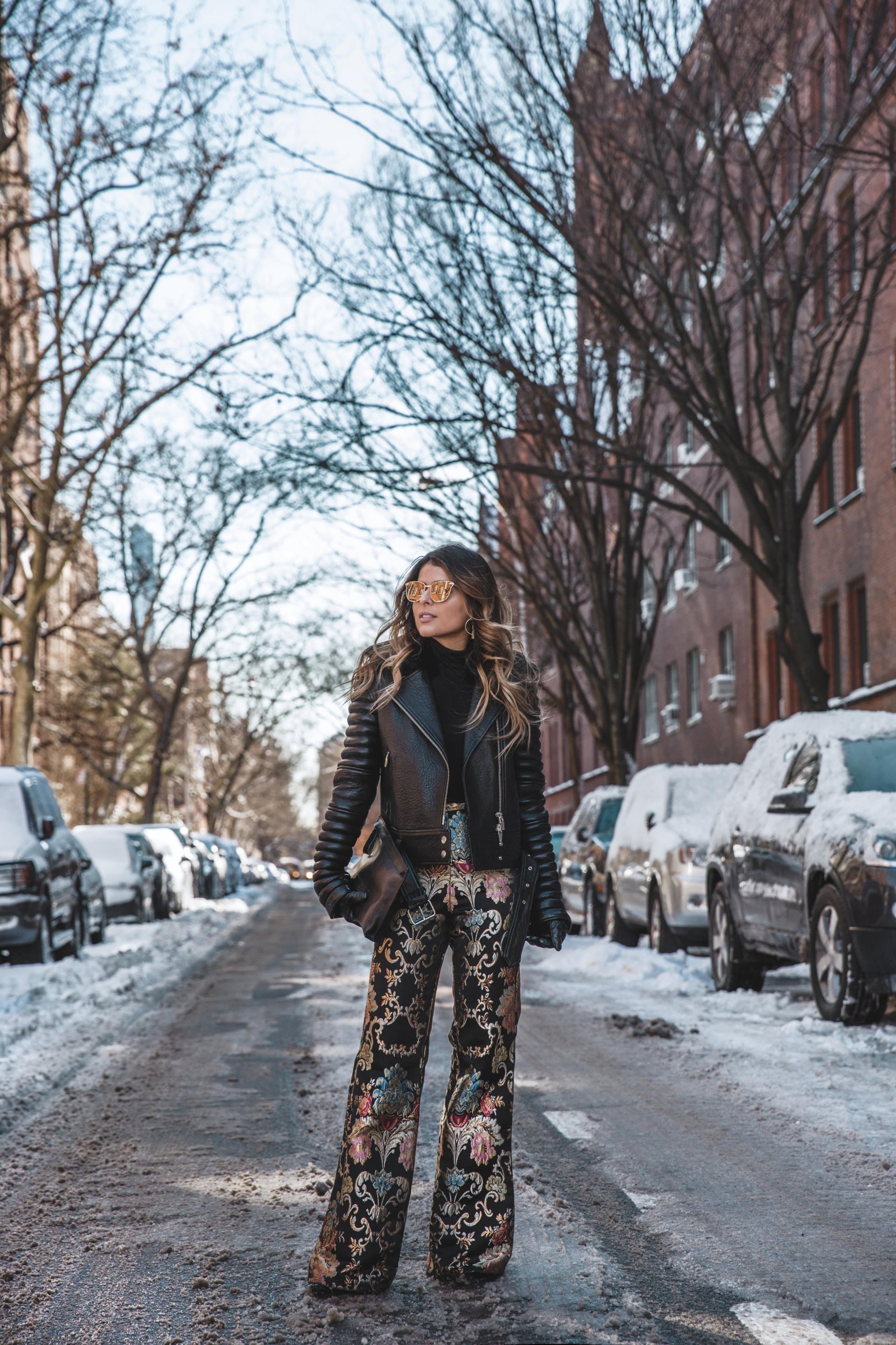 The arrivals leather jacket, lpa printed pants, nyfw, winter outfit | The Girl From Panama