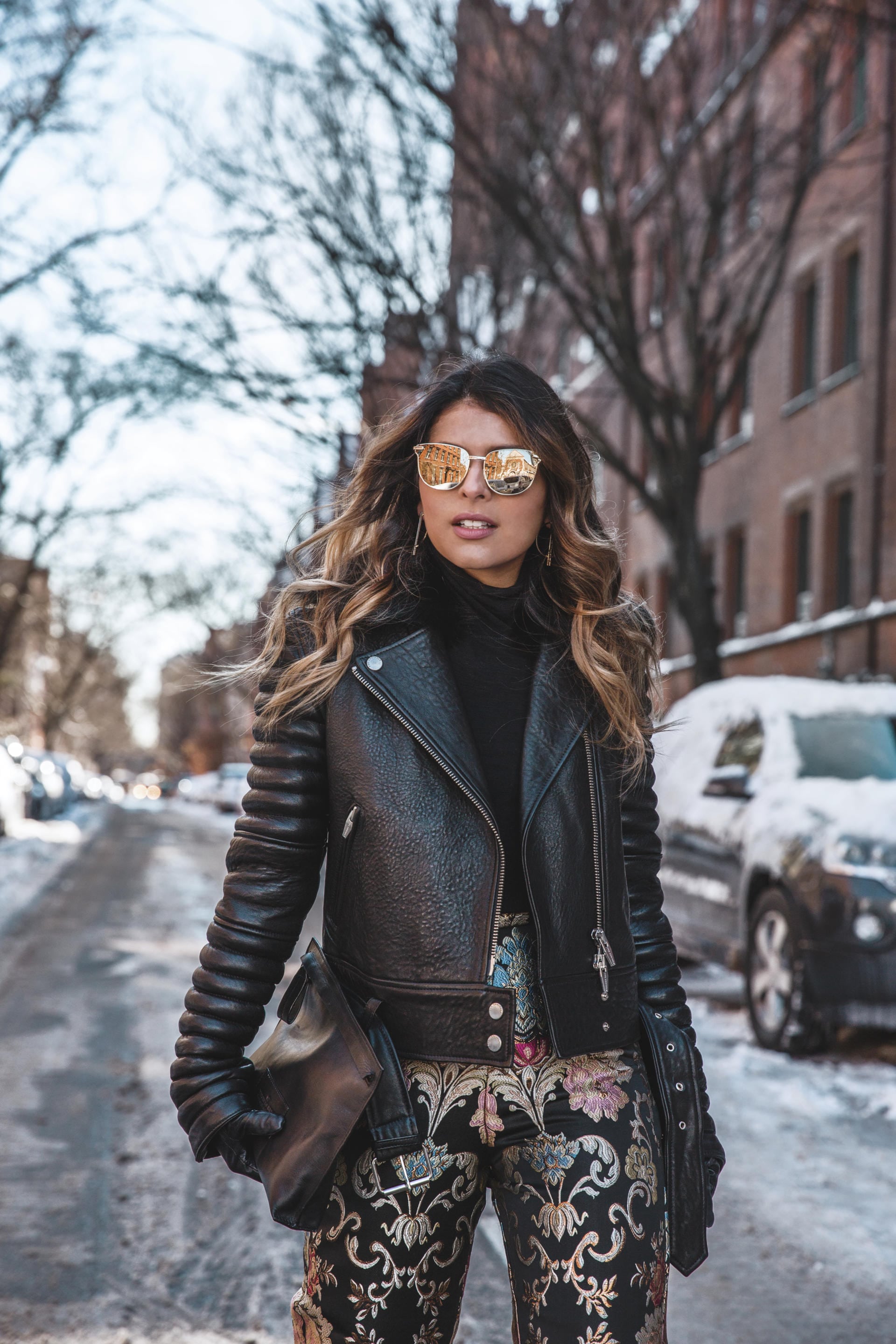 leather jacket winter outfit