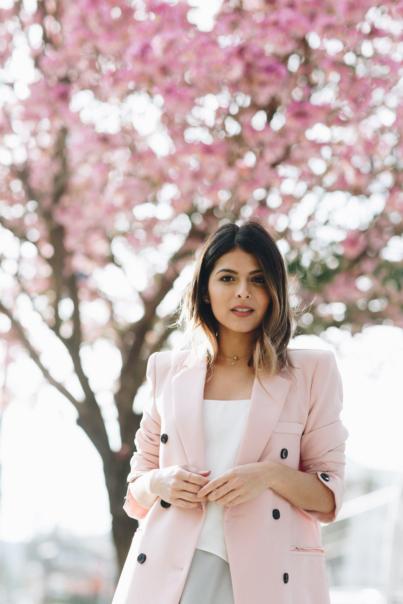 pink jacket, denim, the girl from panama