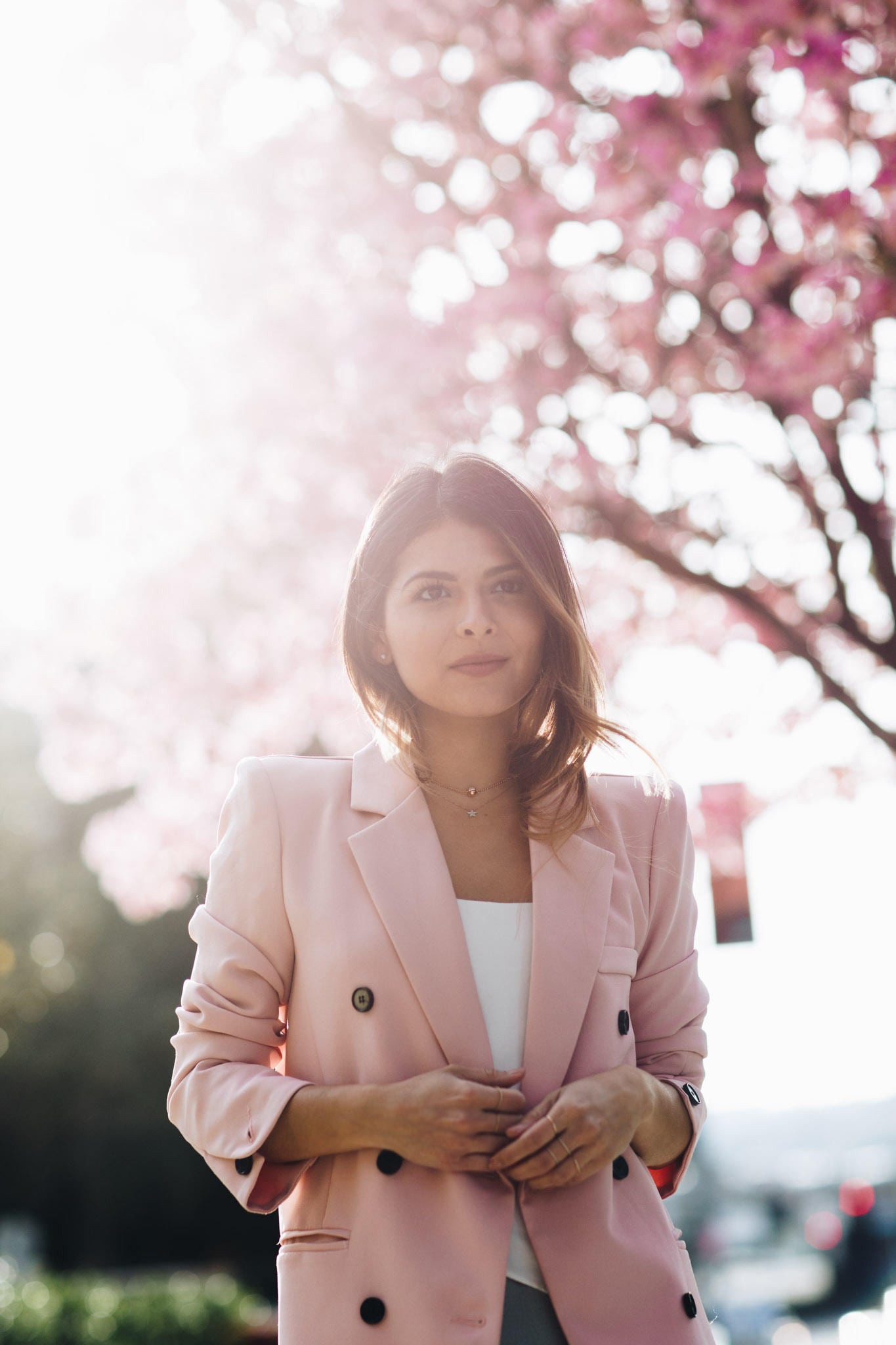 pink jacket, denim, the girl from panama