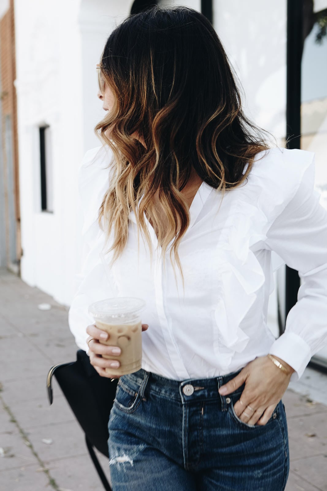 white long sleeve with jeans