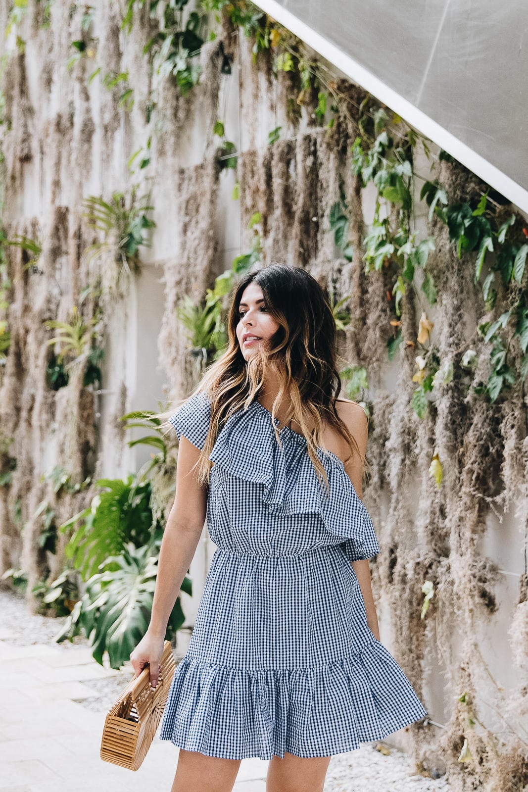 gingham one shoulder dress | The Girl From Panama