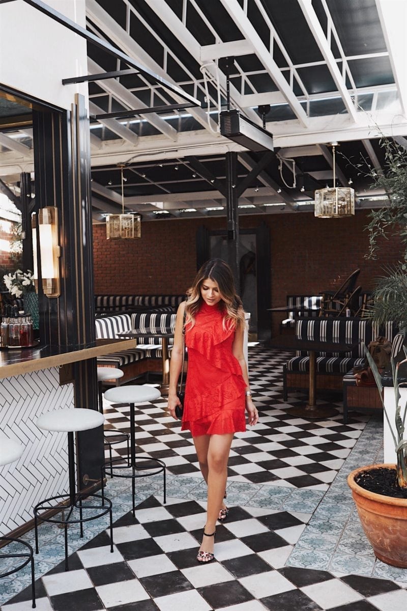 what to wear to girls night out - asos red dress, embroidered heels - The Girl From Panama