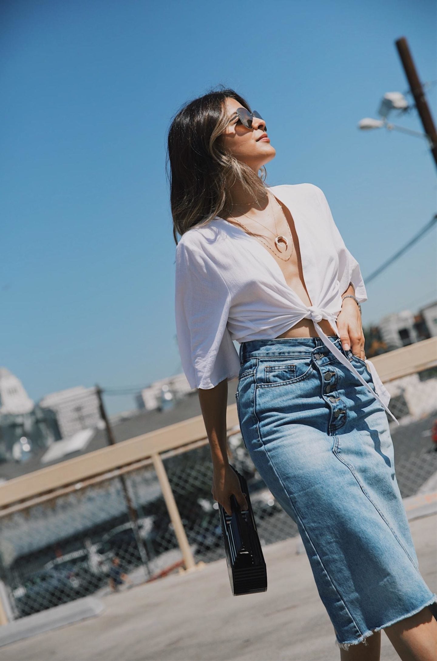 What to Pack for Your Next Summer Vacation | Denim Skirt, Denim Pencil Skirt, Chic Crop Top, Chic Summer Outfit, Summer Style | TheGirlFromPanama.com