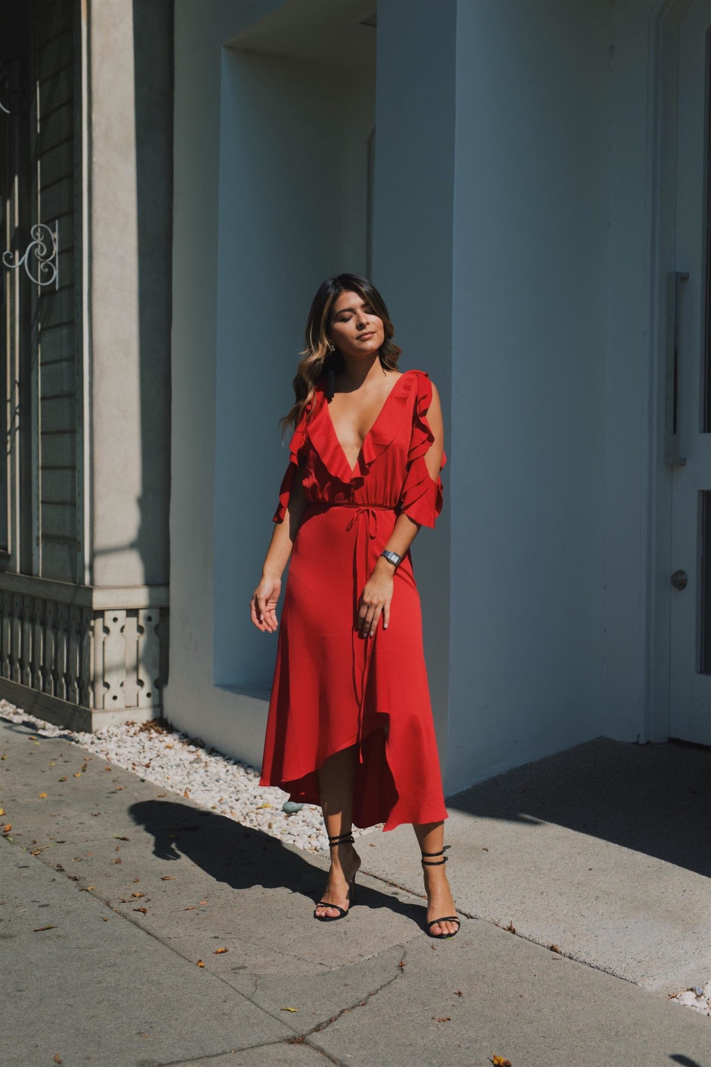 What to Pack for Your Next Summer Vacation | Pam Hetlinger outfits, Red Dress, Ruffle Red Dress, best sun dresses, Chic Summer Outfit, Summer Style | TheGirlFromPanama.com