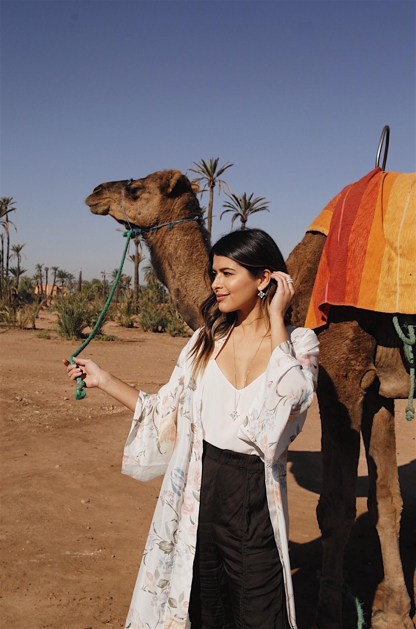 Pam Hetlinger at a Camel Ride at Palm Grove Marrakech