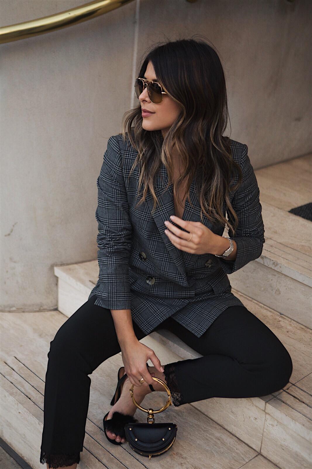 Pam Hetlinger wearing a zara blazer and black pants