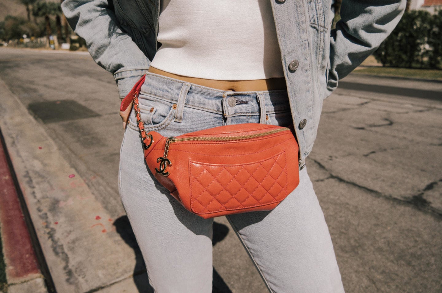 Chanel Red Quilted Belt Bag, Chanel Fanny Pack, Pam Hetlinger Style, Pam Hetlinger Outfits | TheGirlFromPanama.com