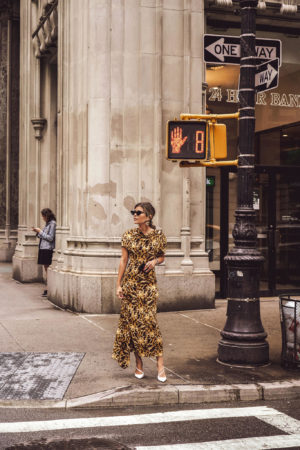 My New York Fashion Week Spring 2019 Recap by Pam Hetlinger | TheGirlFromPanama.com | leopard print outfit, NYFW street style, NYFW spring 2019 street style, leopard dress and white heels