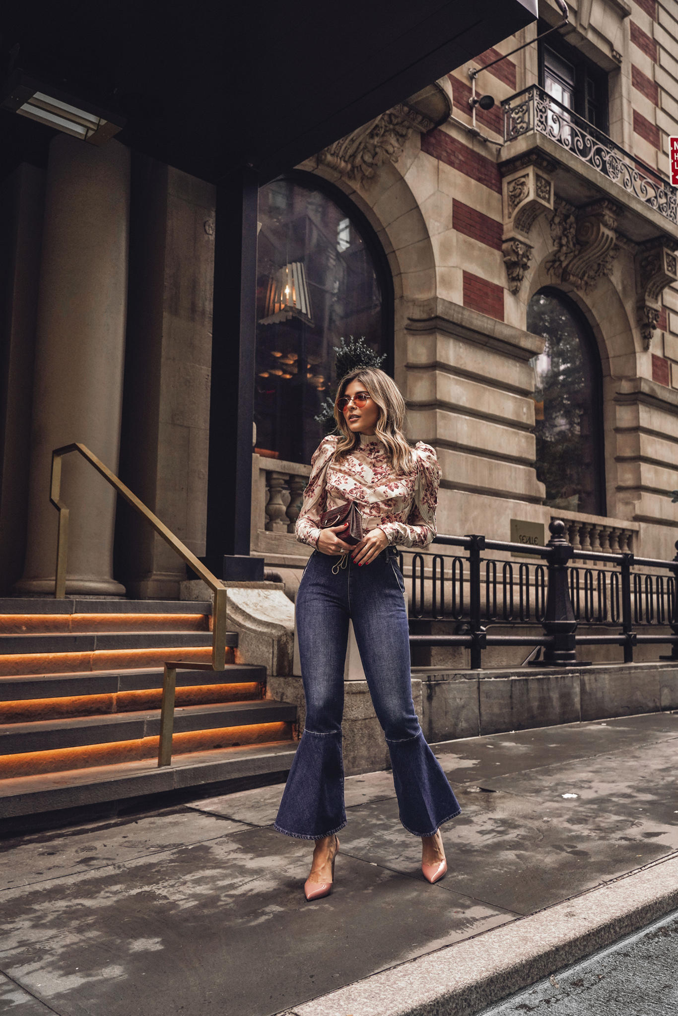 My New York Fashion Week Spring 2019 Recap by Pam Hetlinger | TheGirlFromPanama.com | denim outfit, NYFW street style, NYFW spring 2019 street style, denim flares and floral top