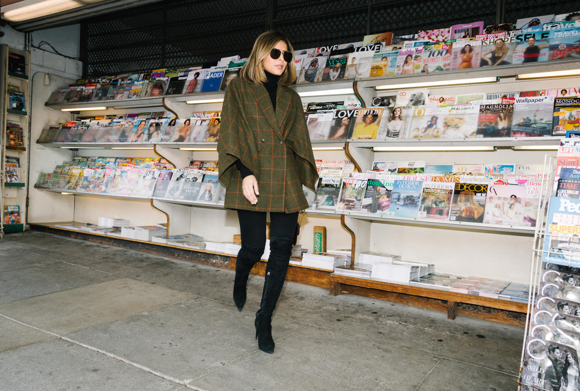 Winter Wardrobe Staples to Look Cozy Chic by Pam Hetlinger | TheGirlFromPanama.com | BcbgMaxAzria cape coat, over the knee boots, winter look, cape coat