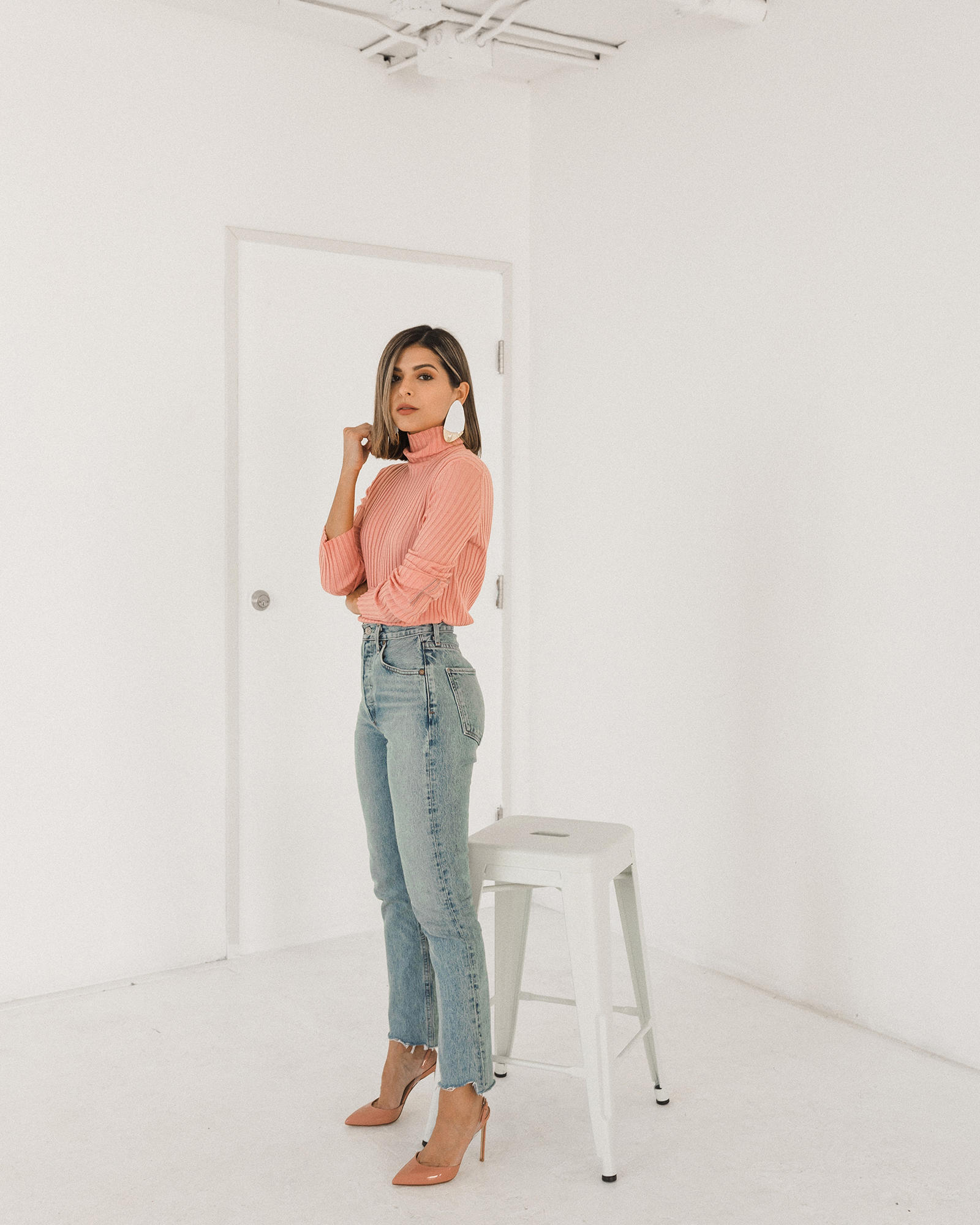 Turtlenecks Tops by Pam Hetlinger, victoria beckham pink turtleneck top | TheGirlFromPanama.com