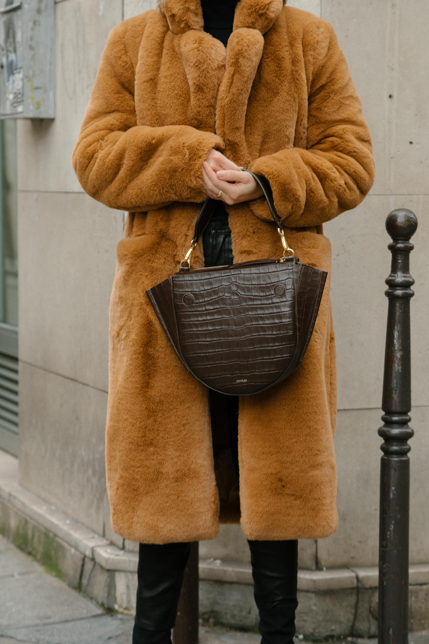 Paris Fashion Week FW19 Recap by Pam Hetlinger | TheGirlFromPanama.com | paris fashion week street style, fashion week spring 2019 street style, teddy coat, faux fur coat, croc embossed bag, wandler handbag