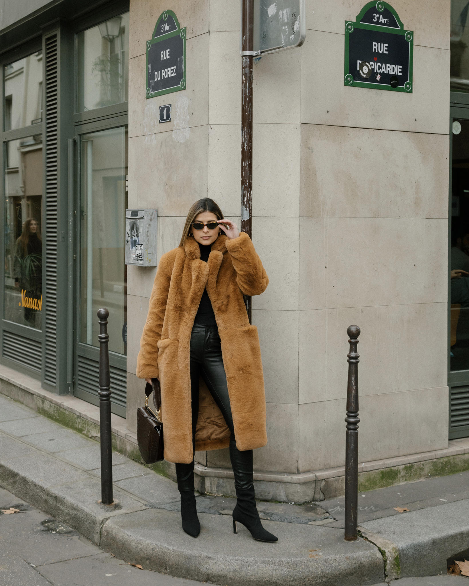 Paris Fashion Week FW19 Recap by Pam Hetlinger | TheGirlFromPanama.com | paris fashion week street style, fashion week spring 2019 street style, teddy coat, faux fur coat, croc embossed bag, wandler handbag