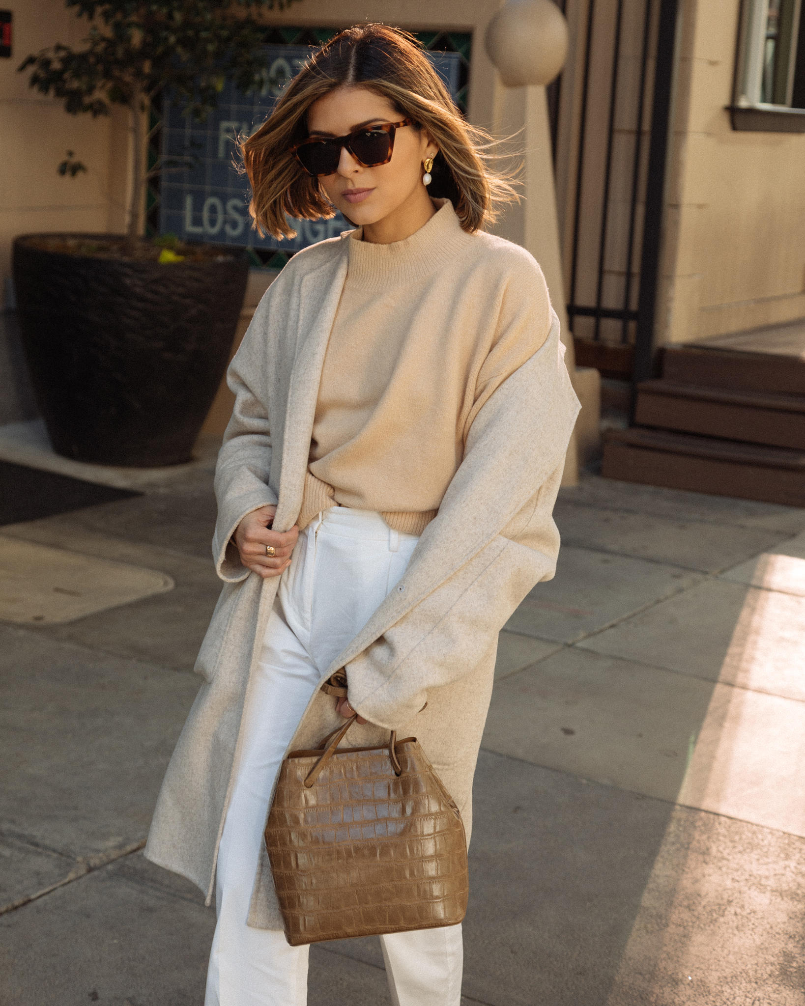 Top spring shoe trends of 2019 by TheGirlFromPanama.com | Pam Hetlinger wearing all beige outfit, The Row bare sandals, barely there heels 