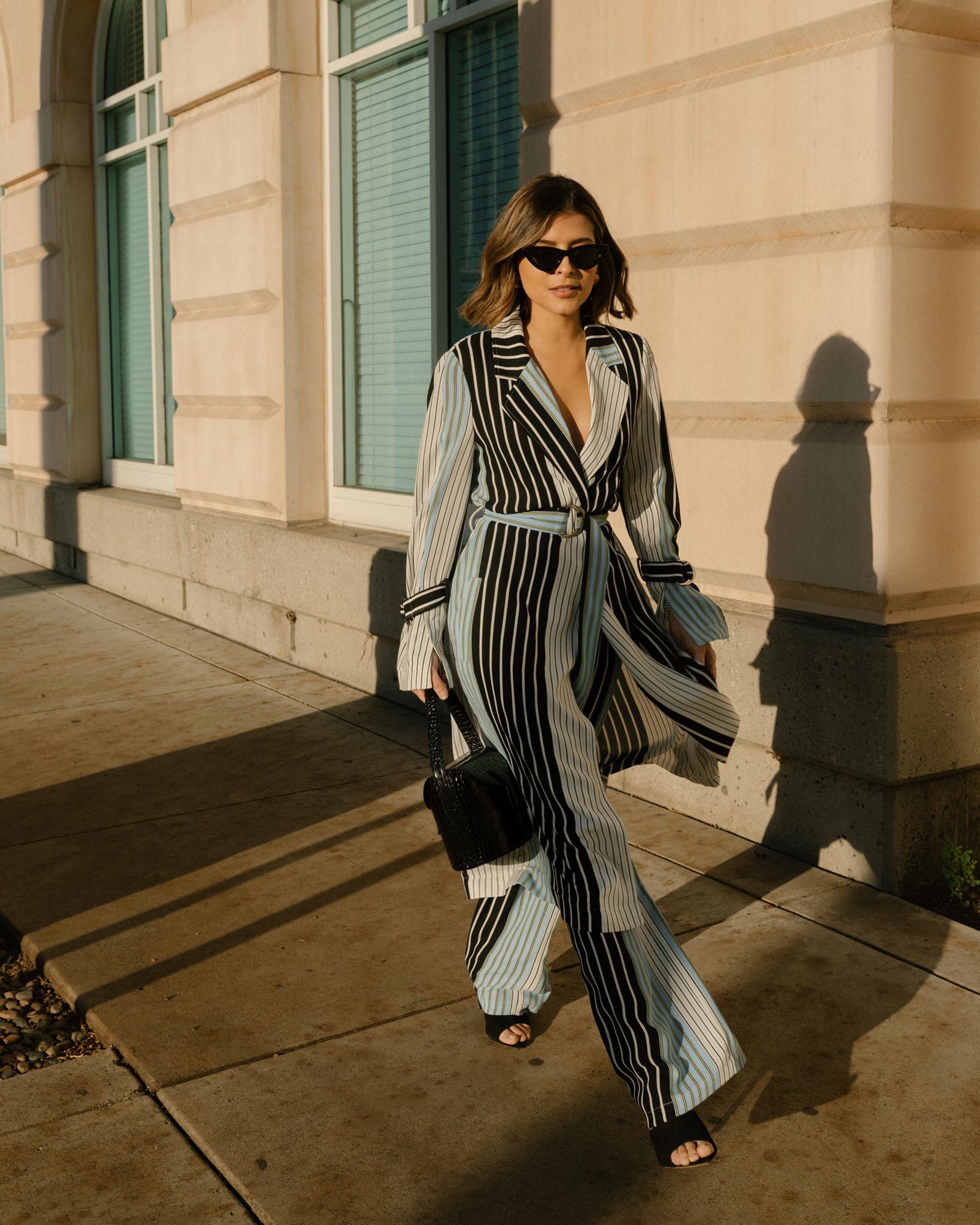 Pam Hetlinger wears BCBG Max Azria stripe set, chic spring outfit, best matching sets for a wardrobe refresh | thegirlfrompanama.com