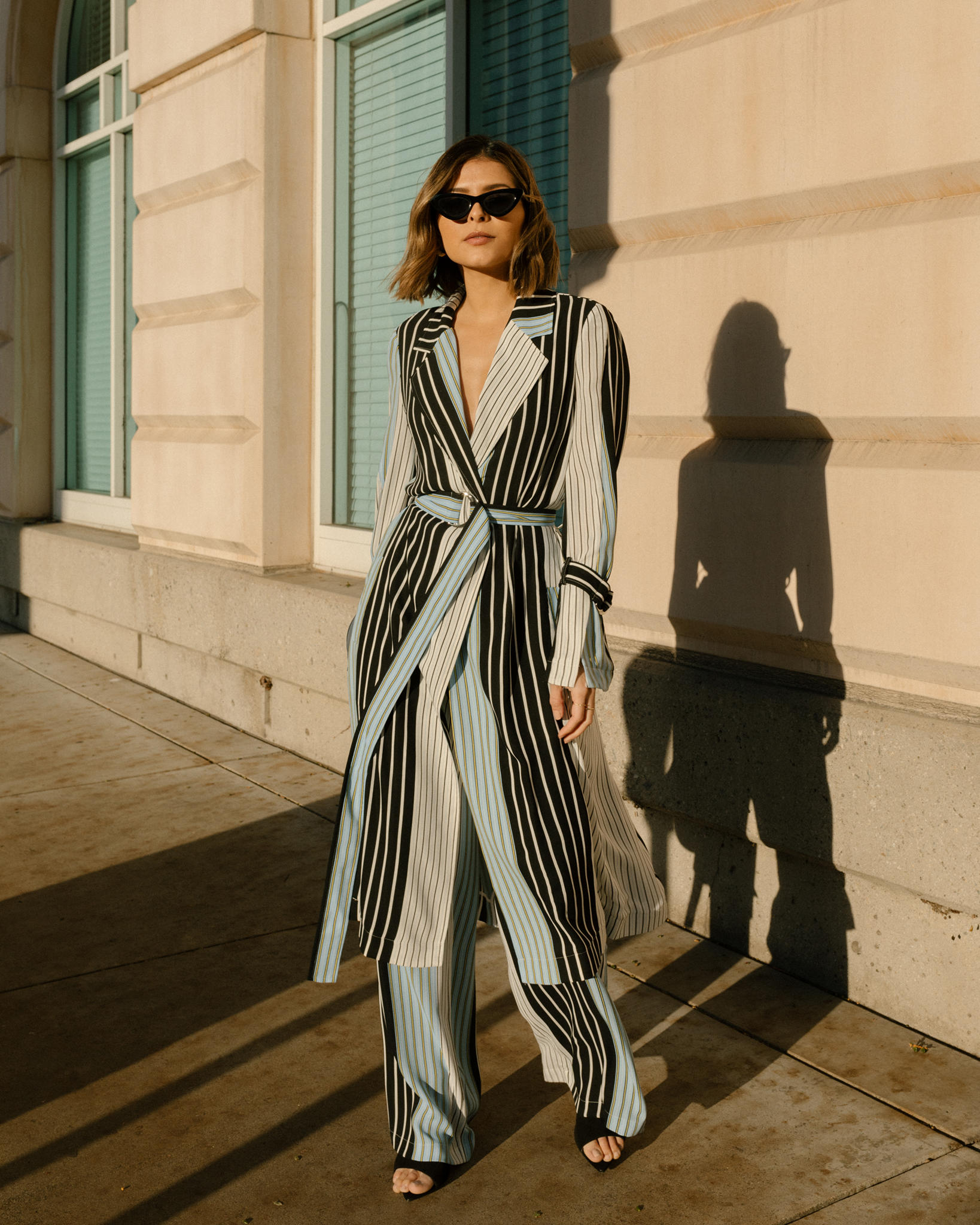 Pam Hetlinger wears BCBG Max Azria stripe set, chic spring outfit, best matching sets for a wardrobe refresh | thegirlfrompanama.com